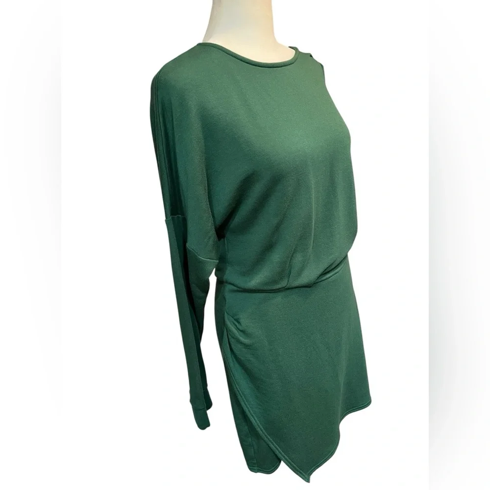 daily practice by Anthropology Long Sleeve Green Asymmetrical Mini Dress - M - Picture 6 of 9